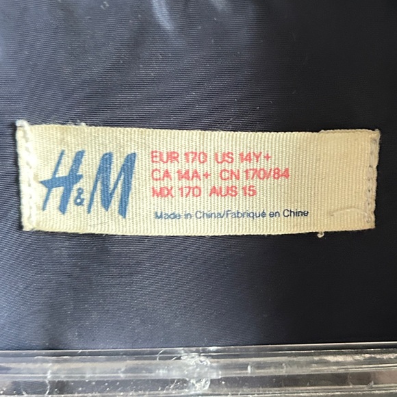 H&M Blue Quilted Puffer Size 14 Youth Women’s Small Mid Weight Jacket Coat - Picture 3 of 6